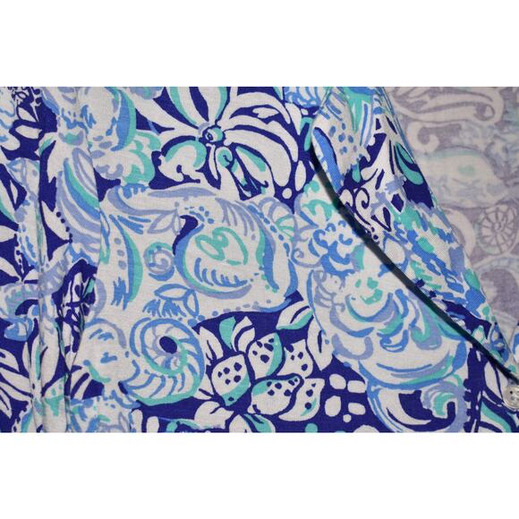 LILLY PULITZER NEW $58 Ruffle PJ Button Down Top Royal Purple XS - Picture 3 of 4
